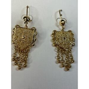 NWT Romooz Dubai Gold Dangle Earrings Indian